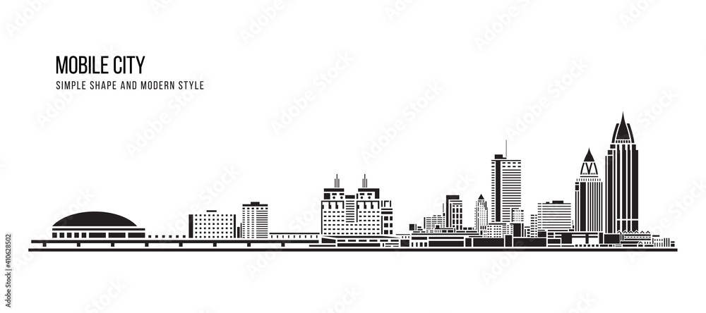 Cityscape Building Abstract Simple shape and modern style art Vector design - Mobile city