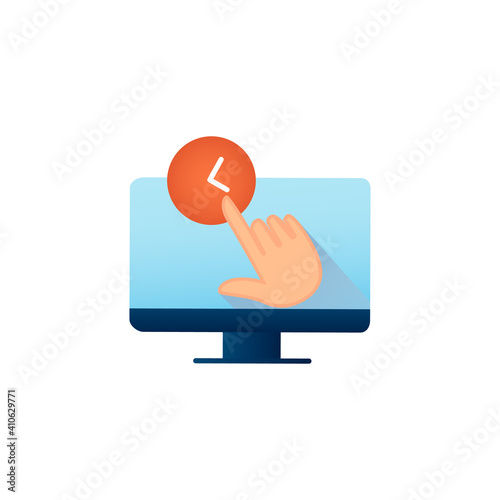 Real time interactive flat icon. Live chat. Virtual medical consultation. Telehealth medical care. Telemedicine, health care concept. Color vector illustration with shadow
