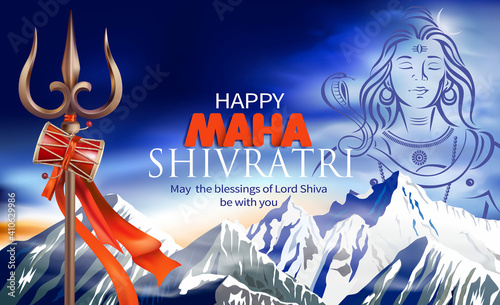 Greeting card for Maha Shivratri, a Hindu festival celebrated of Lord Shiva. 