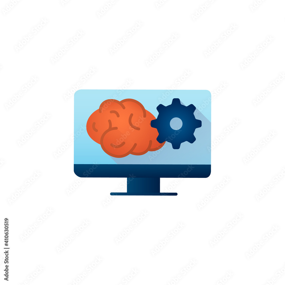 Teleneuropsychology flat icon. Telehealth medical care. Virtual psychiatrist consultation.Telemedicine, health care concept. Online medicine, neuroscience. Color vector illustration with shadow Teleneuropsychology flat icon. Telehealth medical care. Virtual psychiatrist consultation.Telemedicine, health care concept. Online medicine, neuroscience. Color vector illustration with shadow