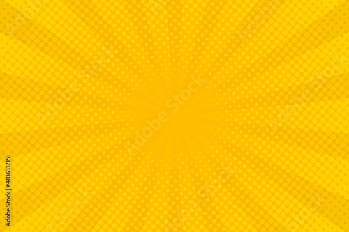 Abstract yellow halftone comic zoom background