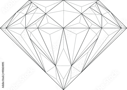 Cute graphic gem stone diamond sketch template. Cartoon vector illustration in black and white for icons, emoji symbols, games, background, pattern, decor. Coloring paper, page, story book, print