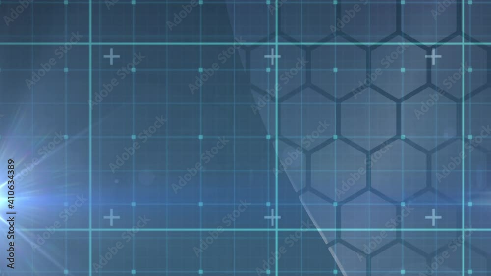 Animation of a blue grid moving on a screen
