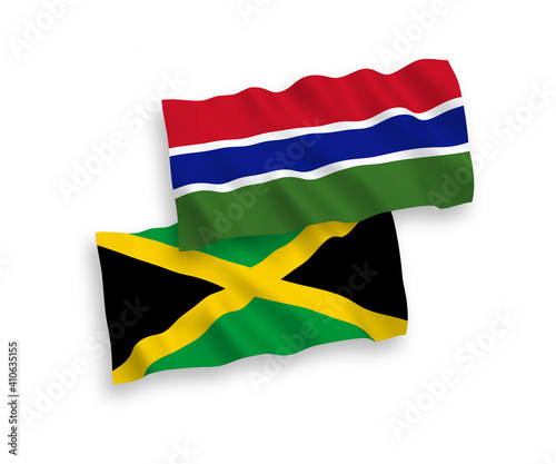 Flags of Jamaica and Republic of Gambia on a white background