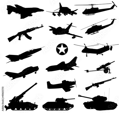 Fényképezés Military silhouettes set