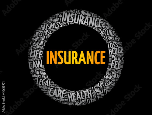 Insurance word cloud collage, healthcare concept background