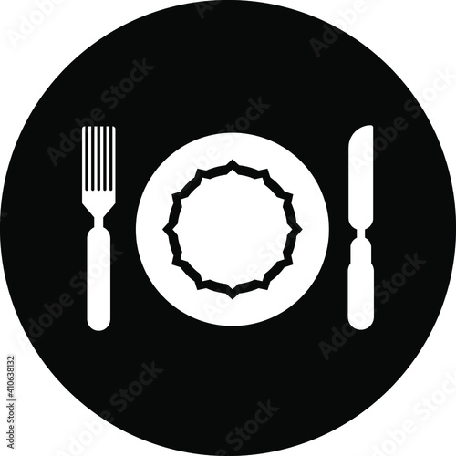 Restaurant icon. Chef hat, food eating icon. vector, flat style, two color, black shape icon