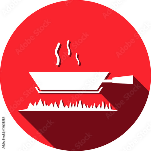 Cook food Icon. Boiling on fire, cook food menu, cook with fire icon. vector, illustrator, flat style icon with black shape, two color, color circle and gradient shape.