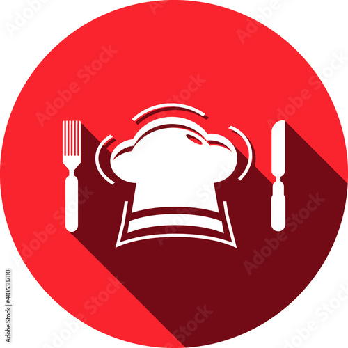 Restaurant icon. Chef hat, food eating icon. vector, flat style, two color, black shape icon