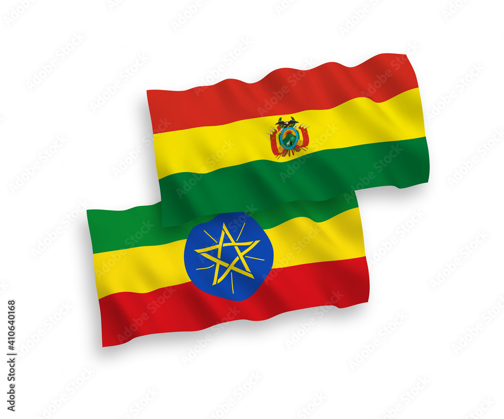 Fototapeta premium Flags of Bolivia and Ethiopia on a white background