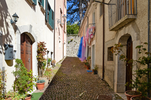 Fototapeta Naklejka Na Ścianę i Meble -  A narrow street in Nusco, a medieval village in the province of Avellino, Italy.