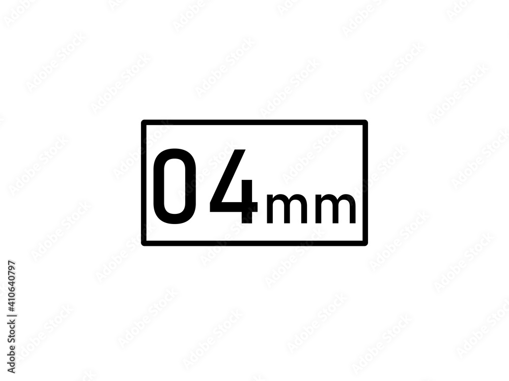 4 millimeters icon vector illustration, 4 mm size