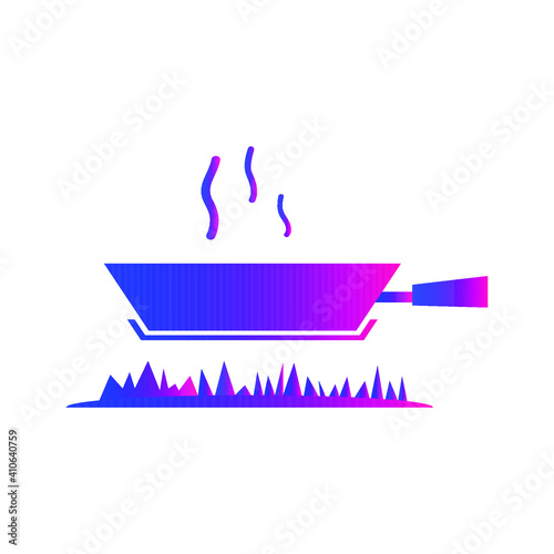 Cook food Icon. Boiling on fire, cook food menu, cook with fire icon. vector, illustrator, flat style icon with black shape, two color, color circle and gradient shape.