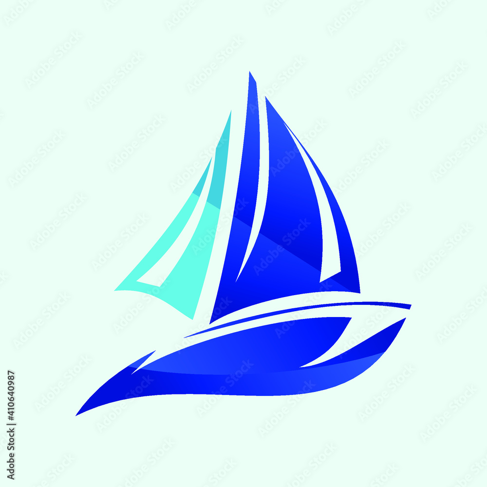 sailing boat gradient logo design vector