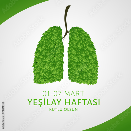 Yesilay haftasi design, vector illustration.(01-07 March social awareness week against drugs, Turkey awareness week card.)