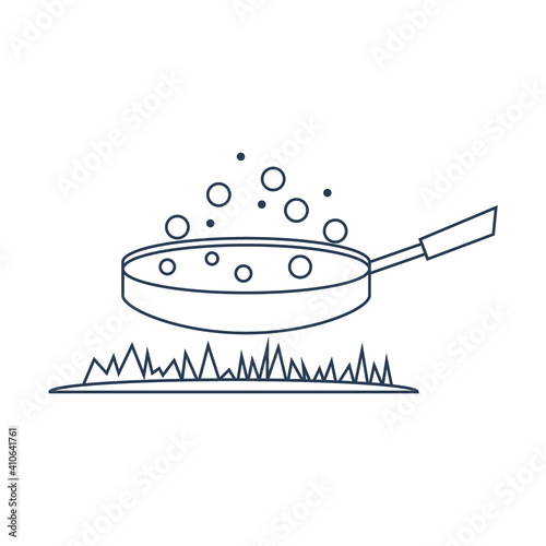 Cook food Icon. Boiling on fire, cook food menu, cook with fire icon. vector, illustrator, flat style icon with black shape, two color, color circle and gradient shape.