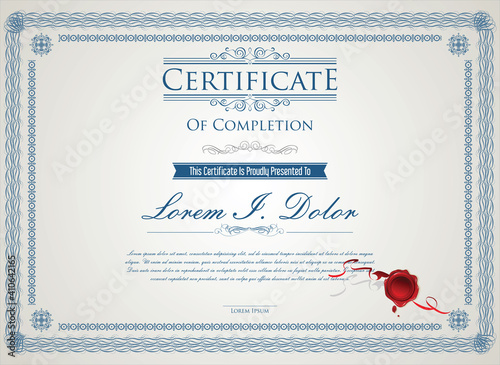 Certificate or diploma retro vintage design template 