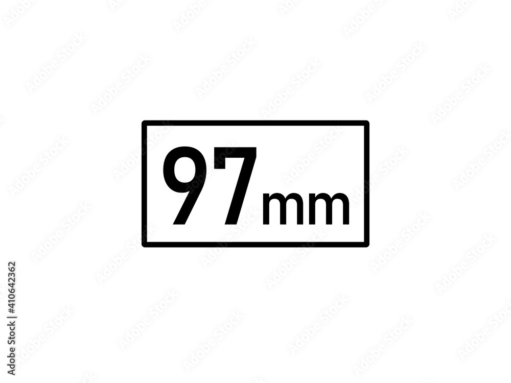 97 millimeters icon vector illustration, 97 mm size