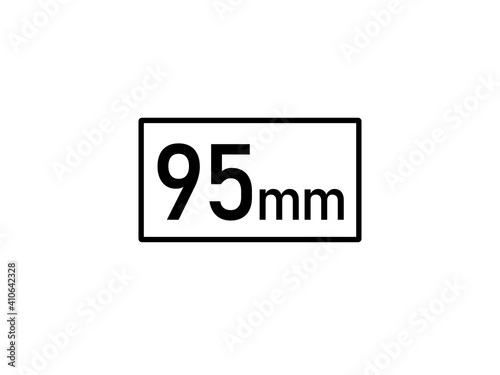 95 millimeters icon vector illustration, 95 mm size