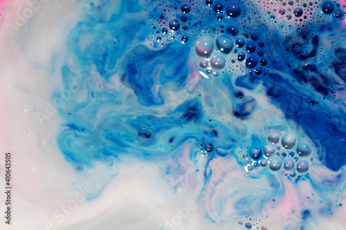 water drops on blue bubbles