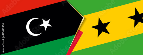 Libya and Sao Tome and Principe flags, two vector flags.