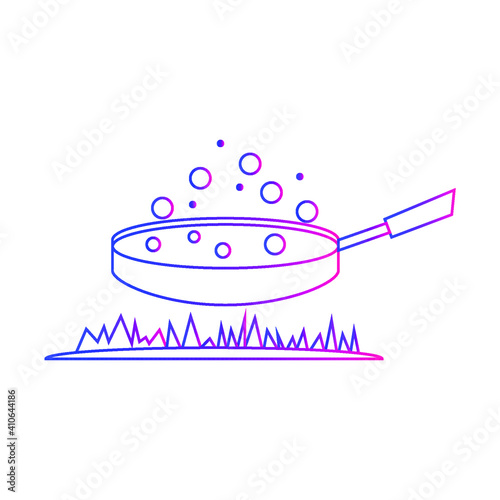 Cook food Icon. Boiling on fire, cook food menu, cook with fire icon. vector, illustrator, flat style icon with black shape, two color, color circle and gradient shape.