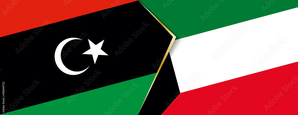 Libya and Kuwait flags, two vector flags. Libya and Kuwait flags, two vector flags.