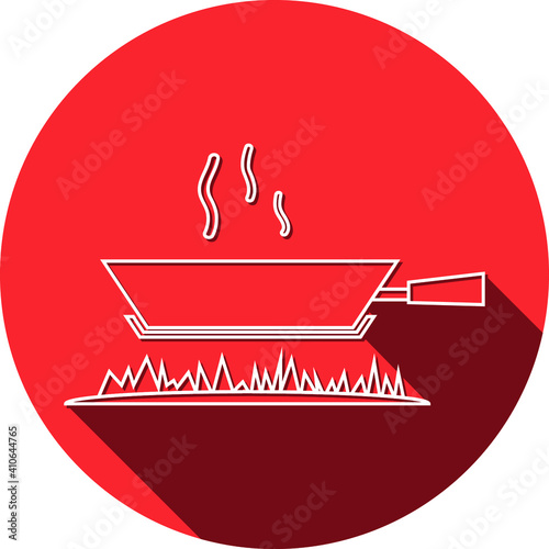 Cook food Icon. Boiling on fire, cook food menu, cook with fire icon. vector, illustrator, flat style icon with black shape, two color, color circle and gradient shape.