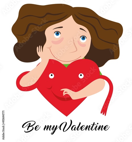 Valentine's Day. Girl and heart
