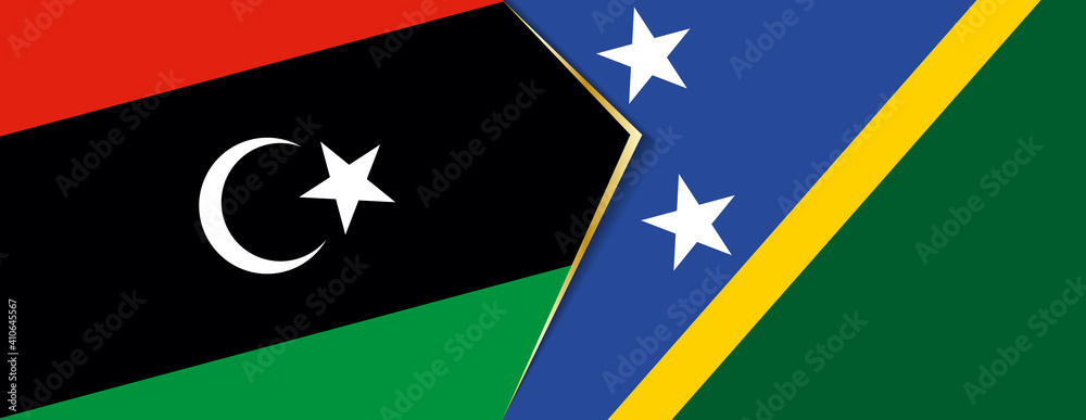 Libya and Solomon Islands flags, two vector flags. Libya and Solomon Islands flags, two vector flags.