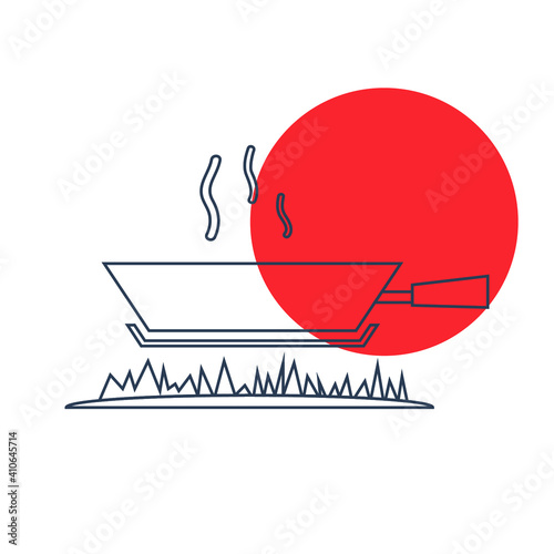 Cook food Icon. Boiling on fire, cook food menu, cook with fire icon. vector, illustrator, flat style icon with black shape, two color, color circle and gradient shape.
