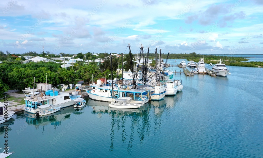 Boats in the Harbor in the Bahamas