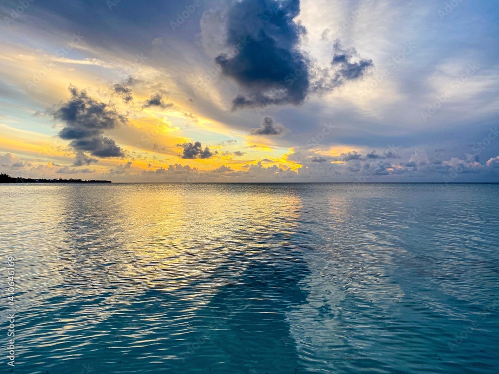 Beautiful Sunset over the Water in the Bahamas