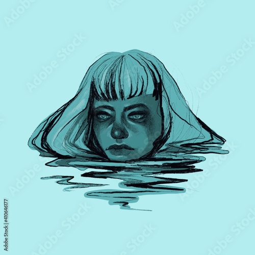 Sad face drowning 