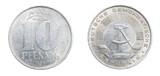 ten German pfennig coin isolated on white background