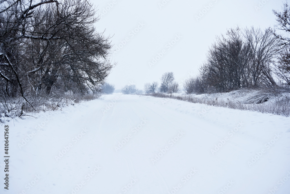 Snowy nature in the morning,winter Snowy nature in the morning,winter