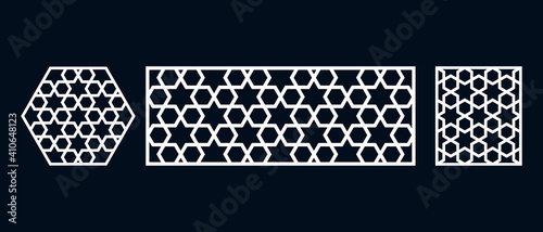 Set of templates of Islamic pattern for laser cutting or paper cut. Vector illustration.
