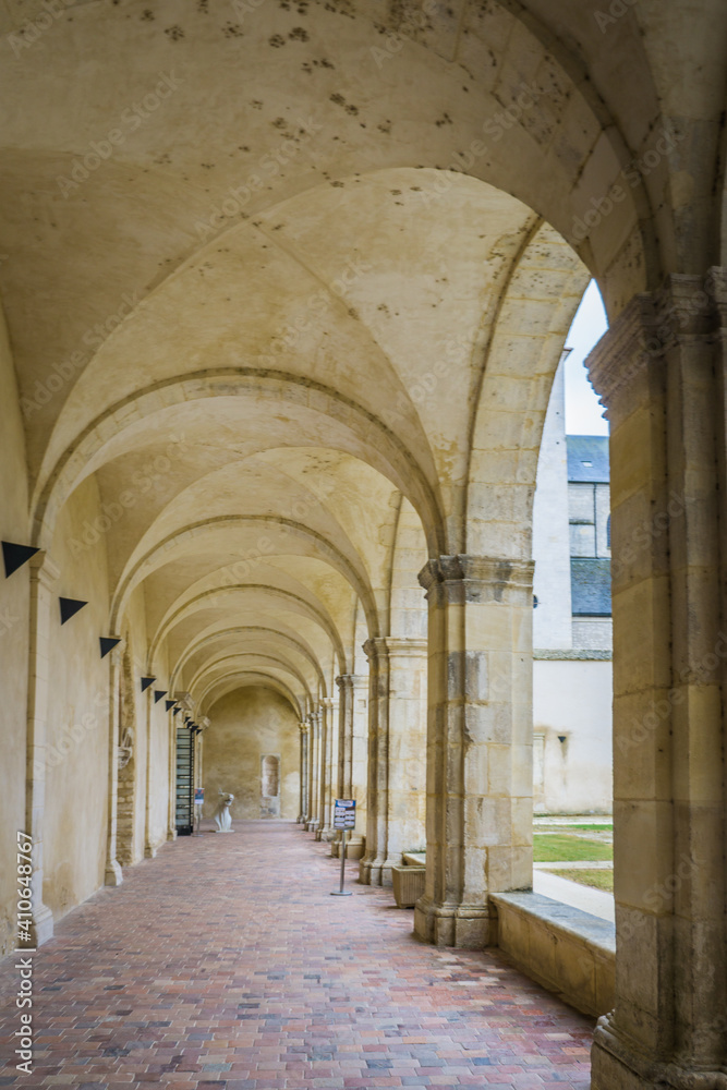 The 18th century cloister of the cluniac priory of La Charité sur Loire, located in Burgundy, France