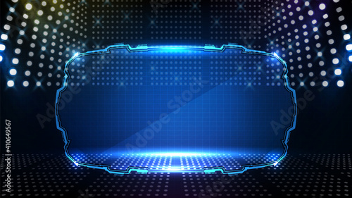 abstract futuristic background of blue glowing technology sci fi frame hud ui