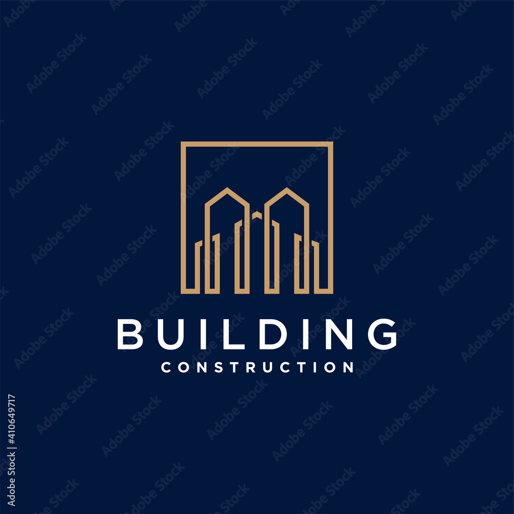 Building logo with modern line art style for company Premium Vector. part 3