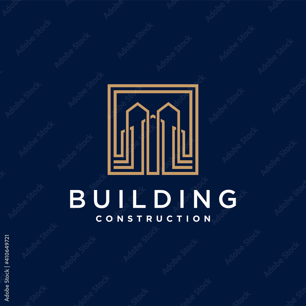 Building logo with modern line art style for company Premium Vector. part 4 Building logo with modern line art style for company Premium Vector. part 4
