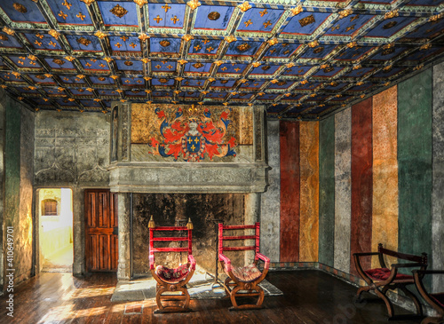 Founded in the 12th century as a fortified residence of the bishops of Aosta, the castle of Issogne was finally transformed into the Renaissance manor of the Counts de Challans in 1480-1550.     