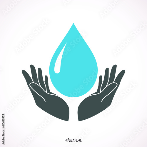 hands cupped support drop of water symbol