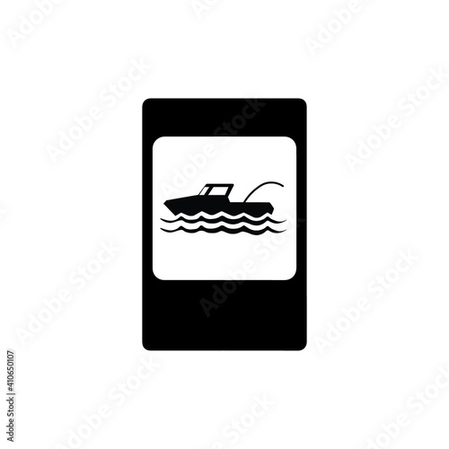 Road sign black fishing vector icons