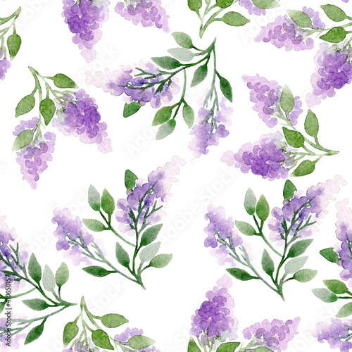 Seamless pattern with watercolour lilac for wedding invitation and for packing