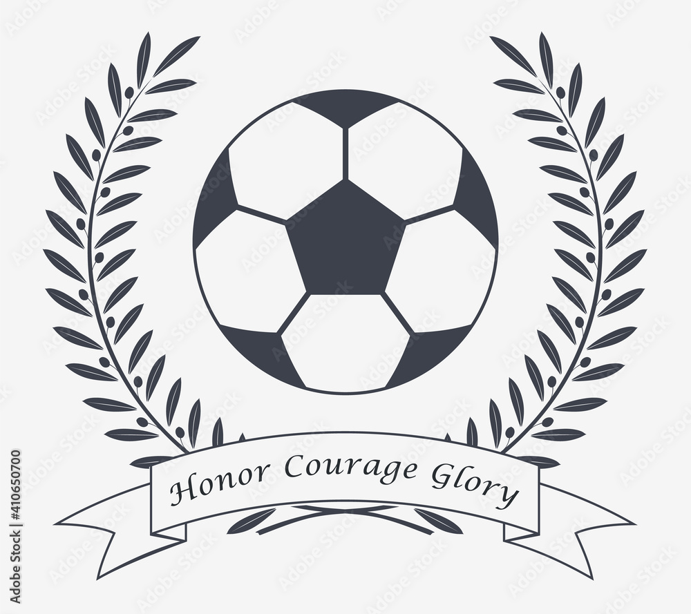 Obraz premium Football Vector Icon. Emblem Soccer Ball. Soccer Club Logo. Ribbon with Copyspace Area for Your Text or Slogan. Logo or Tattoo. Sticker or Patch for Shirt and T-Shirts