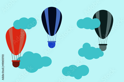 colorful Hot air balloon in the sky vector