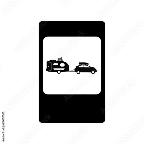 Road sign black camping vector icons