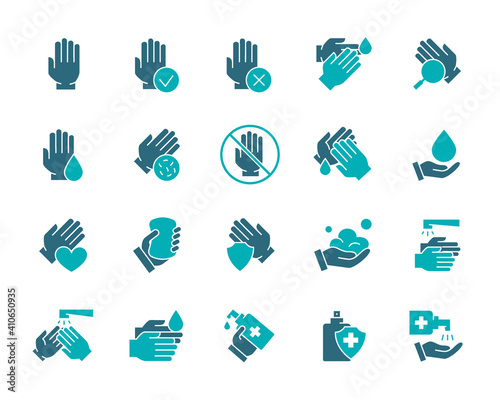 Set of clean hands colored icon. Healthy part of the free upper extremity, diseases of palm, diagnosis, treatment and more.