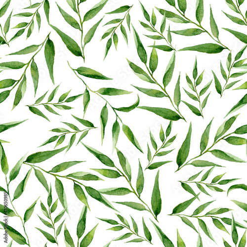 Seamless pattern with branch of eucalyptus